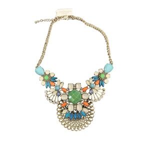 Parklane Statement Necklace Multicolored Gemstones Gold Tone Bib Collar